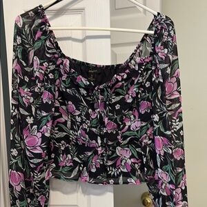 Floral Black and Pink Women's Top